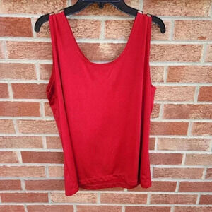 Chico's Travelers Foil Tank Top Women's Size Large Red Shimmer